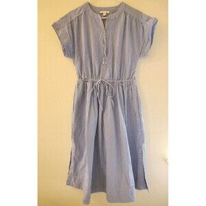 Free Assembly Blue Stripe Shirt Dress Zip Tie Waist Oversized Boxy Cute Easy XS